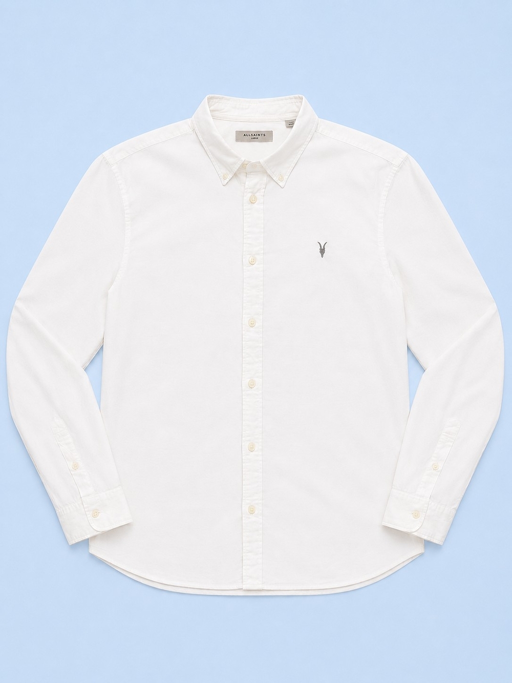 All Saints Men’s White Button-Down Oxford Shirt Size Large